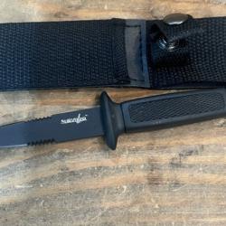 Couteau de survie mini dague noir avec kit et &eacute;tui