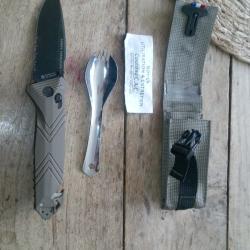 Couteau Cac TB Outdoors Beige Arm&eacute;e fran&ccedil;aise avec tire bouchons