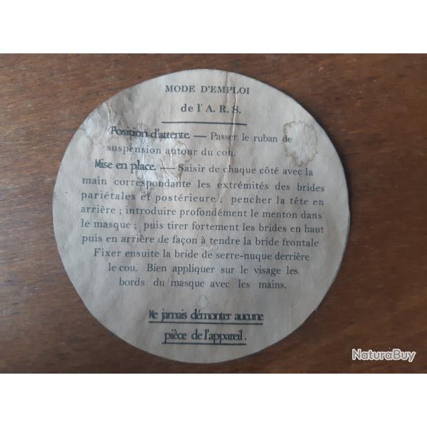 WW1 ETIQUETTE PAPIER pour A.R.S. 1917