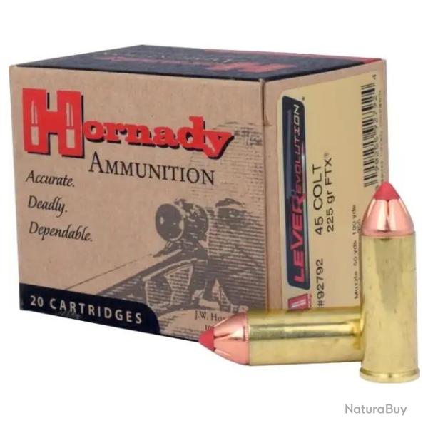 BOITE DE 20 CARTOUCHES HORNADY LEVER EVOLUTION 45COLT 225GR FTX