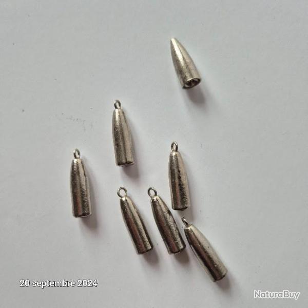 Lot de 7 plombs Catherine Dandinette Balle � anneaux 10 g, p�che truite ou