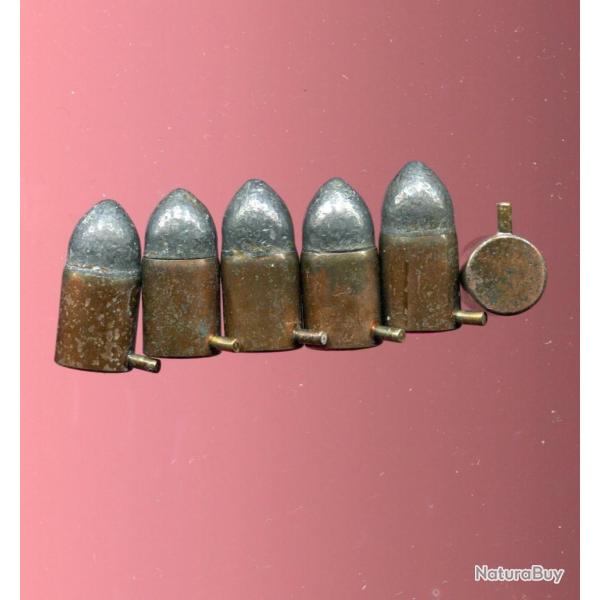Lt de 6 cartouches 12 mm � Broche pour Revolver Lefaucheux - Poret Compris