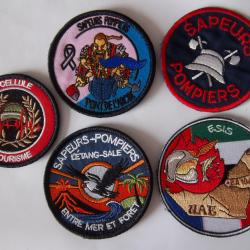 lot 5 &eacute;cussons sapeurs pompiers insignes collection