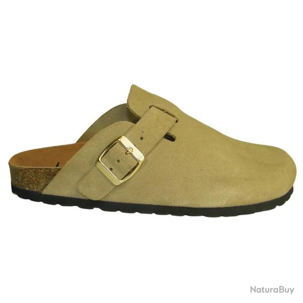 Sabots Pob en Cuir Gris Clair - Femme - Ayoka 39