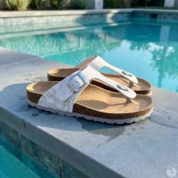 Sandales Palmiers Byal en Cuir Blanc et Argent&eacute; - Femme - Ayoka 38