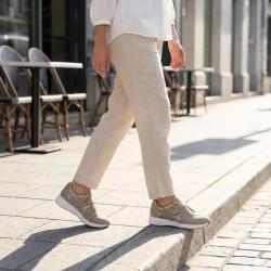 Baskets &agrave; scratch Doka en cuir beige pour femme - Ayoka 37
