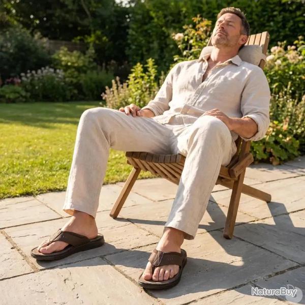 Tongs en Cuir Marron pour Homme Dirbe Ayoka