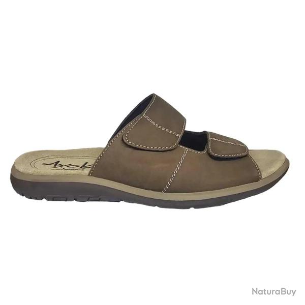 Sandales Debi en Cuir Marron pour Homme - AYOKA 42