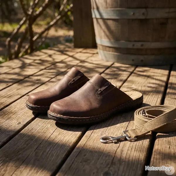 Sabots Homme Dubbo en Cuir Marron - Ayoka 43