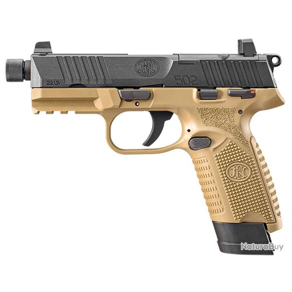 Pistolet FN Herstal 502 tactical noir FDE Bi-tone cal 22lr