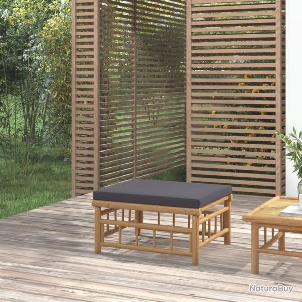Repose-pieds de jardin avec coussin gris fonc� bambou
