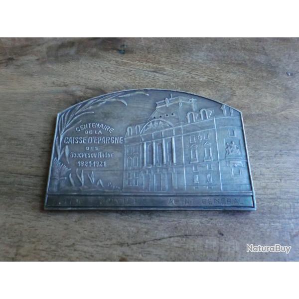 m�daille centenaire de la caisse d'�pargne bouches du rhone  1821 .1921