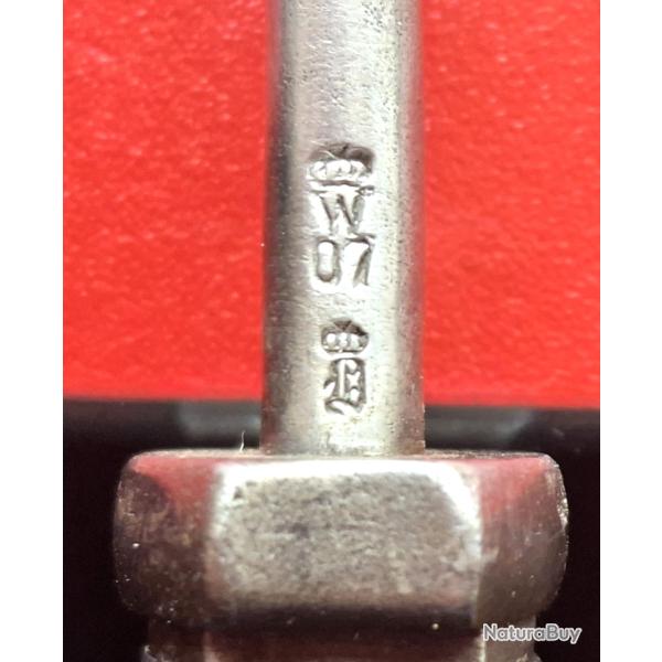 Belle baionnette prussienne S 1898,1907, avec son fourreau cuir, tr�s bon �tat.