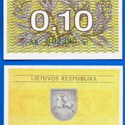 Lituanie 0.10 Talonas 1991 SANS LES 3 Lignes de textes Neuf Billet Litu Litas