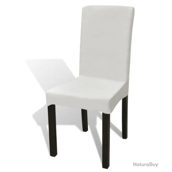 Housses chaise polyester �lasthanne cr�me extensibles universelles lot 6