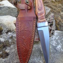 Couteau Dague Scottish Dirk Sheffield Sgian Dubh Acier Carbone Manche Bois Etui Cuir
