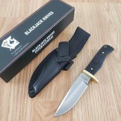 Couteau Blackjack International Small Hunter Lame Acier Inoxydable Manche Micarta Noir Etui Nylon