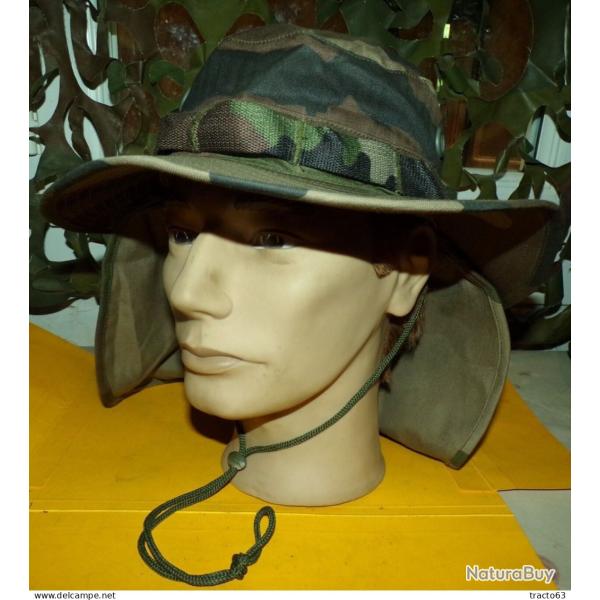 CHAPEAU DE BROUSSE AVEC NUQUIERE AMOVIBLE ,TRAITE ANTI-MOUSTIQUES,TAILLE 55 ,� GRILLAGES SUR LE HAUT