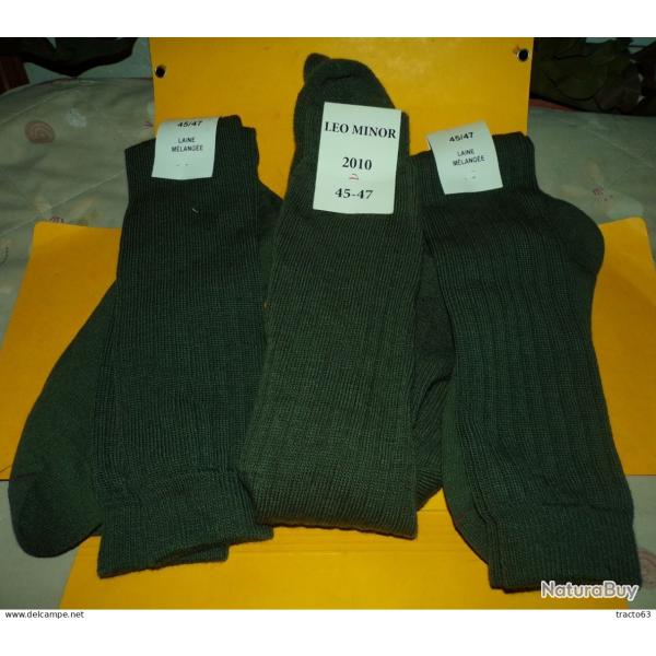 CHAUSSETTES KAKI POUR LE FROID EN LOT DE 3 , POINTURE 45/47 , 41% DE LAINE , FABRICATION FRANCAISE 6
