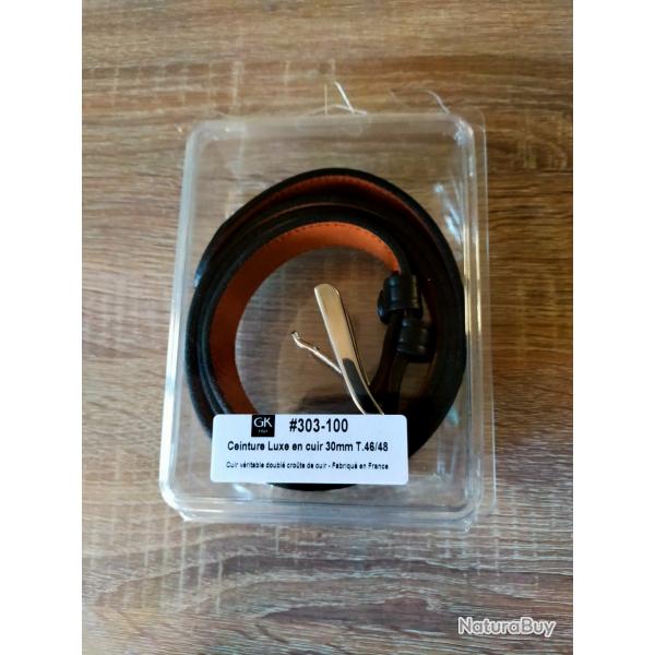 Ceinture cuir noir GK 30mm taille 46/48 neuf