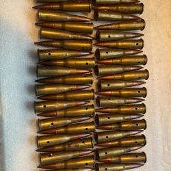Lot de 44 cartouches de 8 x 51 R d&eacute;militaris&eacute;es pour Lebel et Berthier.
