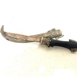 Ancien Couteau poignard Koumia Marocain avec Foureau laiton d&eacute;cor&eacute; (2)