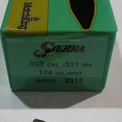 Ogives SIERRA 303 cal .311 diam 174gr HPBT (2315) x100