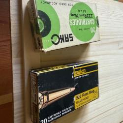 Munitions 222 rem MAGNUM