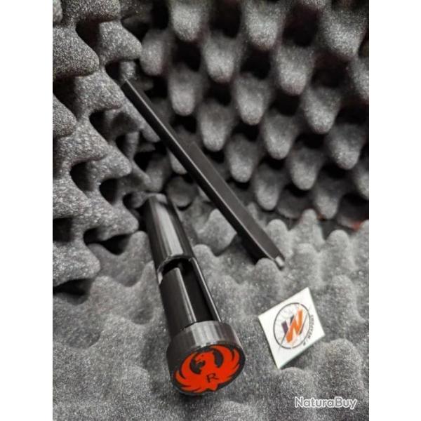 RUGER 22LR RPR - PACK DEMARRAGE-  Prot�ge Culasse NOIR LOGO RUGER ROUGE + Guide baguette NOIR 22 lr