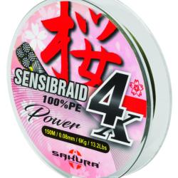 Tresse Sakura Sensibraid 4 Verte 150m 0,10mm Verte 150m