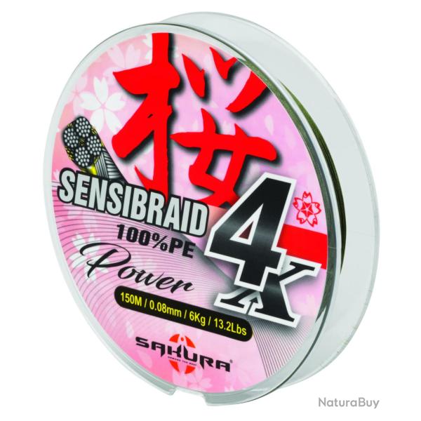 Tresse Sakura Sensibraid 4 Verte 150m 0,10mm Verte 150m