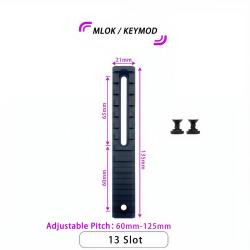 Lot de 2 rails universels en aluminium anodis&eacute; pour montage M-lok 13 fentes