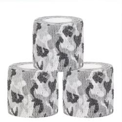 Lot de 3 Rubans Adh&eacute;sifs 5cm x 4.5m Sport Camouflage Neige Auto-Agrippant Extensible Outdoor Chasse