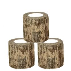 Lot de 3 Rubans Adh&eacute;sifs 5cm x 4.5m Sport Camouflage D&eacute;sert Auto-Agrippant Extensible Outdoor Chasse