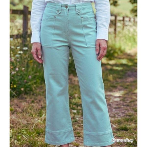MAYFLOWER Basic Stretch Pantacourt femme Bleu Ciel Lagon en coton extensible