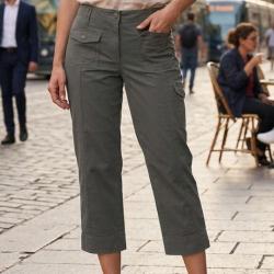 AXXANO AH1163G - Pantacourt femme stretch gris en coton pour un confort quotidien 44