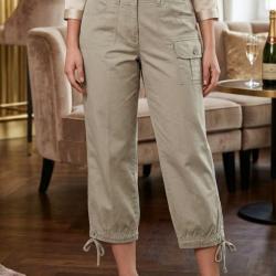 MAYFLOWER ECLAT1B - Pantacourt beige 100% coton : l&eacute;g&egrave;ret&eacute; et confort naturel 44