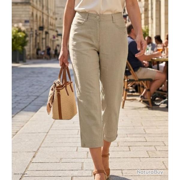 Pantalon lin MAYFLOWER MANTA1 d�tente la fra�cheur naturelle en coloris Beige
