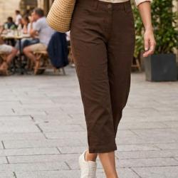 Pantacourt MAYFLOWER MANTA2 en pur lin le confort naturel en coloris Brun
