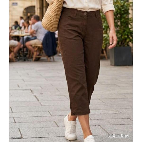Pantacourt MAYFLOWER MANTA2 en pur lin le confort naturel en coloris Brun
