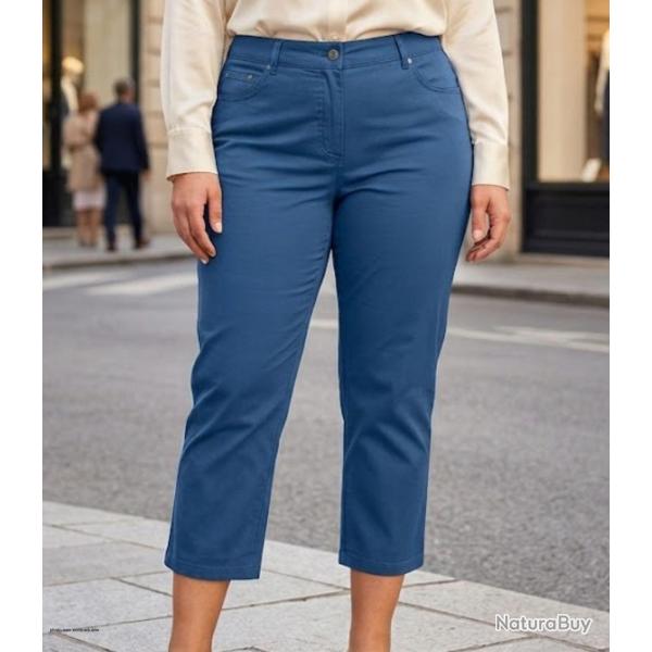 Pantacourt STRETCH Bleu Indigo en coton le confort d une coupe ajust�e