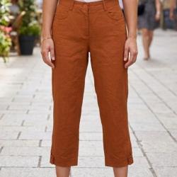 MAYFLOWER Pantacourt en lin Orange : Coupe confort et style estival 42