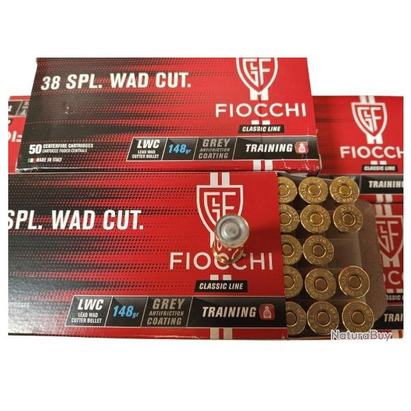 LOT DE 500 CARTOUCHES FIOCCHI CAL. 38 SPL. WAD CUTTER