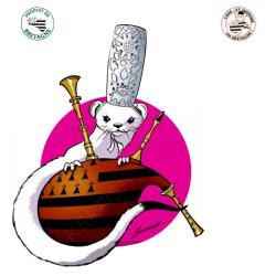 AUTOCOLLANT HERMINE TATA A LA COIFFE BIGOUDENE ROSE