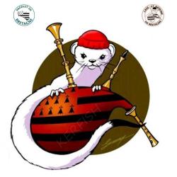 AUTOCOLLANT HERMINE AU BONNET ROUGE