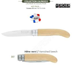 COUTEAU ALPAGE INOX 8.5 cm Manche h&ecirc;tre ANDR&Eacute; VERDIER