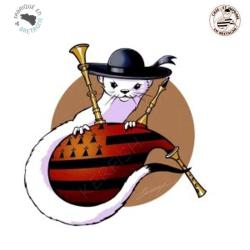 AUTOCOLLANT HERMINE TONTON AU CHAPEAU ROND 11 x 7.5 cm