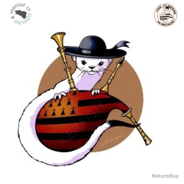 AUTOCOLLANT HERMINE TONTON AU CHAPEAU ROND 11 x 7.5 cm