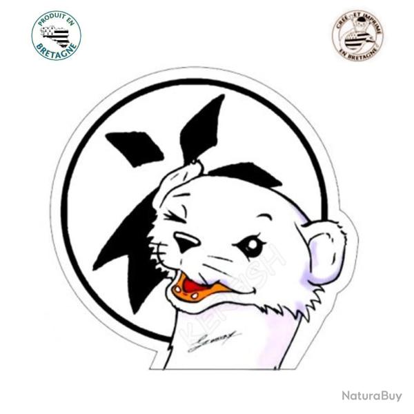 AUTOCOLLANT HERMINE CLIN D'OEIL 9.8 x 9.8 cm