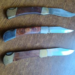 Lot de 3 couteaux " chasse" pliants